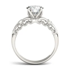 Moissanite Ring With Scroll Details In 14K White Gold (1 1/2 Ct. Tw.)