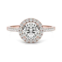 Moissanite Round Halo Ring In 14K Rose Gold (1 1/3 Ct. Tw.)