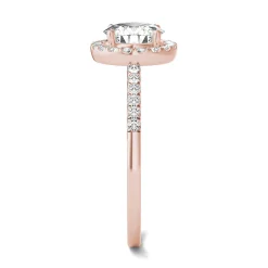 Moissanite Round Halo Ring In 14K Rose Gold (1 1/3 Ct. Tw.)