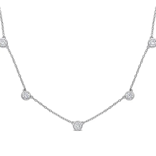 Moissanite Station Necklace In Sterling Silver (2 1/4 Ct. Tw.)