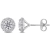 Moissanite Stud Earrings With Halos In Sterling Silver (1 3/8 Ct. Tw.)