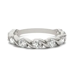 Moissanite Swirl Band In 14K White Gold