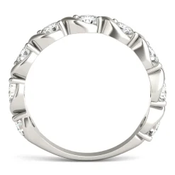 Moissanite Swirl Band In 14K White Gold