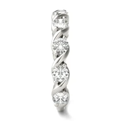 Moissanite Swirl Band In 14K White Gold