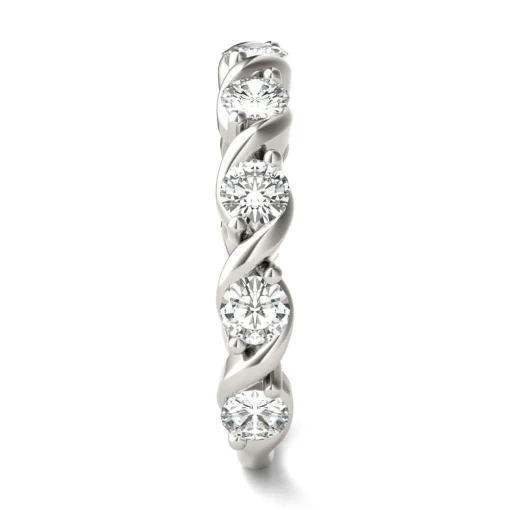 Moissanite Swirl Band In 14K White Gold