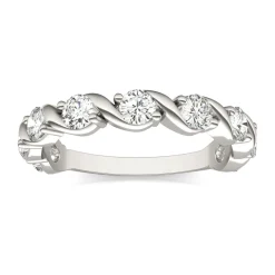 Moissanite Swirl Band In 14K White Gold