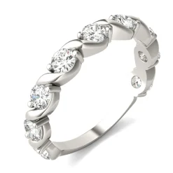 Moissanite Swirl Band In 14K White Gold