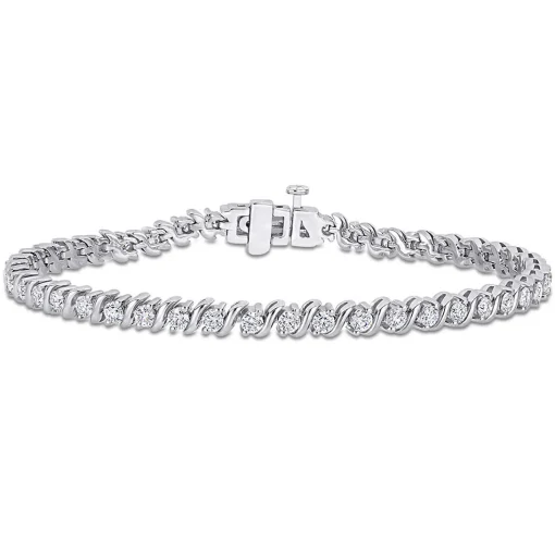 Moissanite Tennis Bracelet With "S" Links In Sterling Silver (2 3/4 Ct. Tw.)