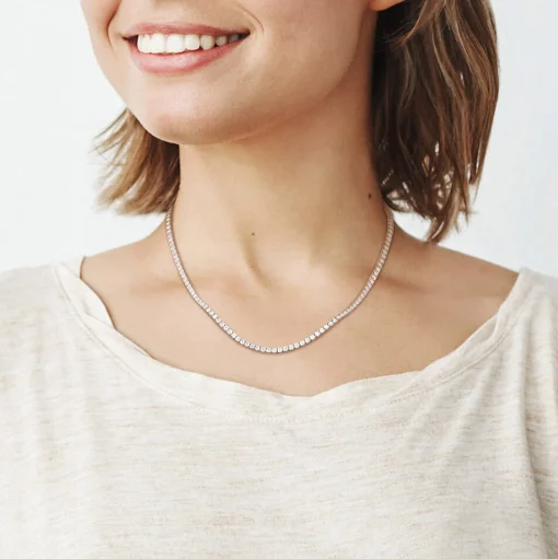 Moissanite Tennis Necklace In Sterling Silver (12 1/2 Ct. Tw.)