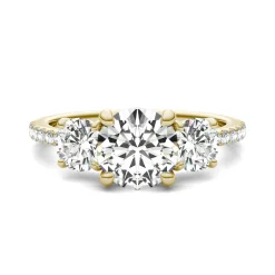Moissanite Three-Stone Ring In 14K Yellow Gold (2 1/7 Ct. Tw.)
