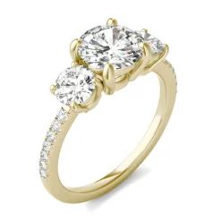 Moissanite Three-Stone Ring In 14K Yellow Gold (2 1/7 Ct. Tw.)