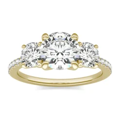 Moissanite Three-Stone Ring In 14K Yellow Gold (2 1/7 Ct. Tw.)