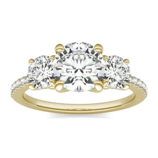 Moissanite Three-Stone Ring In 14K Yellow Gold (2 1/7 Ct. Tw.)