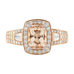 Morganite & 3/8 Ct. Tw. Diamond Ring In 14K Rose Gold