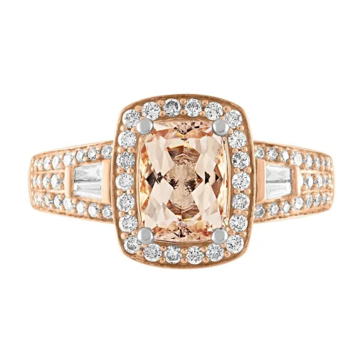 Morganite & 3/8 Ct. Tw. Diamond Ring In 14K Rose Gold