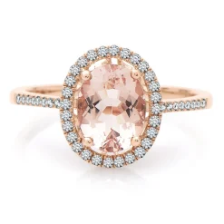 Morganite & 1/4 Ct. Tw. Diamond Ring In 10K Rose Gold