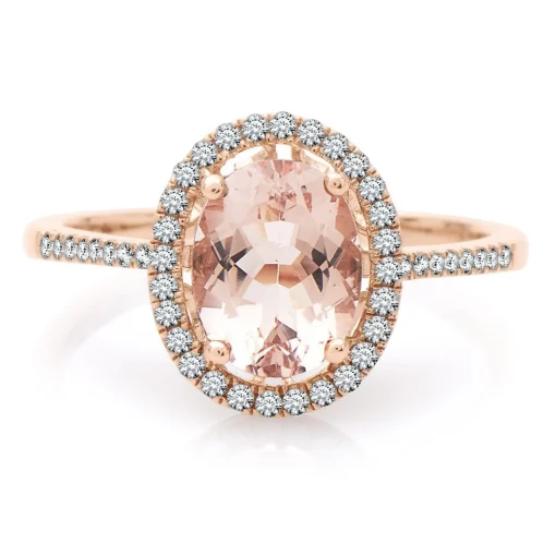 Morganite & 1/4 Ct. Tw. Diamond Ring In 10K Rose Gold