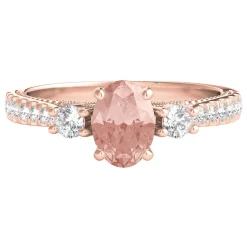 Morganite & 1/2 Ct. Tw. Diamond Ring In 10K Rose Gold