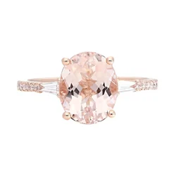 Morganite & 1/5 Ct. Tw. Diamond Ring In 14K Rose Gold
