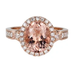 Morganite & 1/2 Ct. Tw. Diamond Ring In 14K Rose Gold