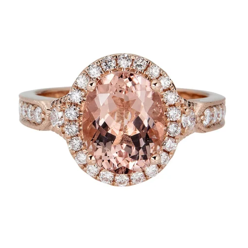 Morganite & 1/2 Ct. Tw. Diamond Ring In 14K Rose Gold