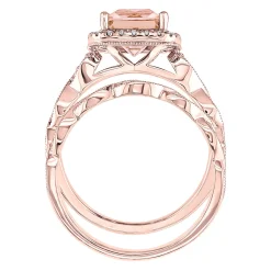 Morganite & 1/3 Ct. Tw. Diamond Ring In 14K Rose Gold