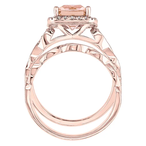 Morganite & 1/3 Ct. Tw. Diamond Ring In 14K Rose Gold