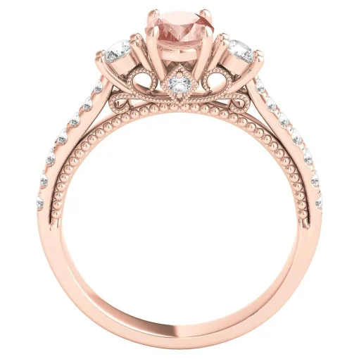 Morganite & 1/2 Ct. Tw. Diamond Ring In 10K Rose Gold