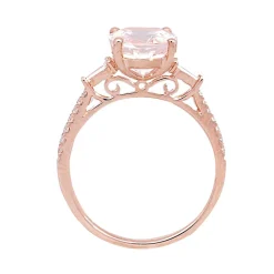 Morganite & 1/5 Ct. Tw. Diamond Ring In 14K Rose Gold