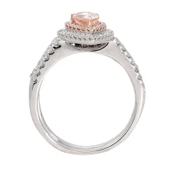 Morganite & 1/2 Ct. Tw. Diamond Ring Set In 14K Rose & White Gold