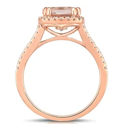 Morganite & 1/4 Ct. Tw. Diamond Ring In 14K Rose Gold