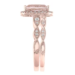 Morganite & 1/3 Ct. Tw. Diamond Ring In 14K Rose Gold