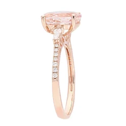 Morganite & 1/5 Ct. Tw. Diamond Ring In 14K Rose Gold