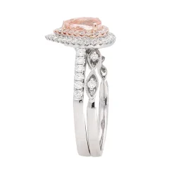 Morganite & 1/2 Ct. Tw. Diamond Ring Set In 14K Rose & White Gold