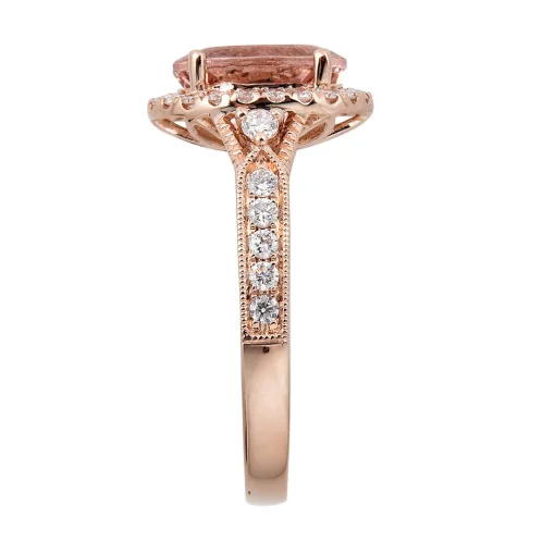 Morganite & 1/2 Ct. Tw. Diamond Ring In 14K Rose Gold