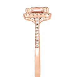 Morganite & 1/4 Ct. Tw. Diamond Ring In 14K Rose Gold