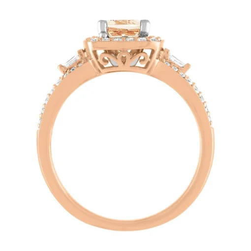 Morganite & 3/8 Ct. Tw. Diamond Ring In 14K Rose Gold