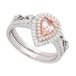 Morganite & 1/2 Ct. Tw. Diamond Ring Set In 14K Rose & White Gold