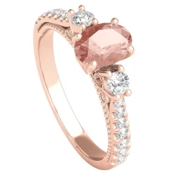 Morganite & 1/2 Ct. Tw. Diamond Ring In 10K Rose Gold