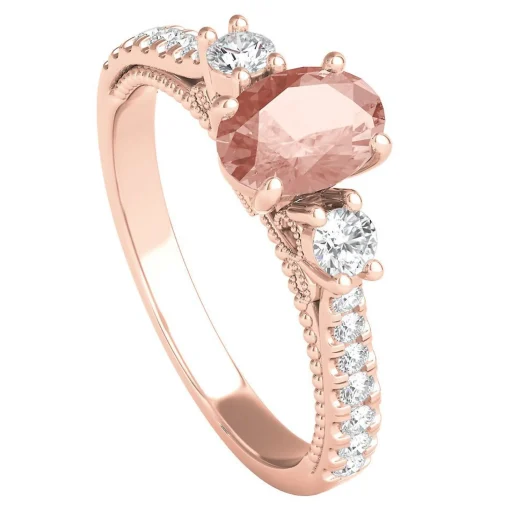 Morganite & 1/2 Ct. Tw. Diamond Ring In 10K Rose Gold