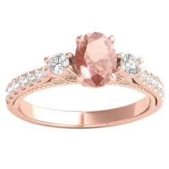 Morganite & 1/2 Ct. Tw. Diamond Ring In 10K Rose Gold