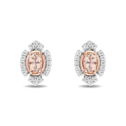 Morganite & Diamond Aurora Earring In Sterling Silver And 10K Rose Gold (1/10 Ct. Tw.)
