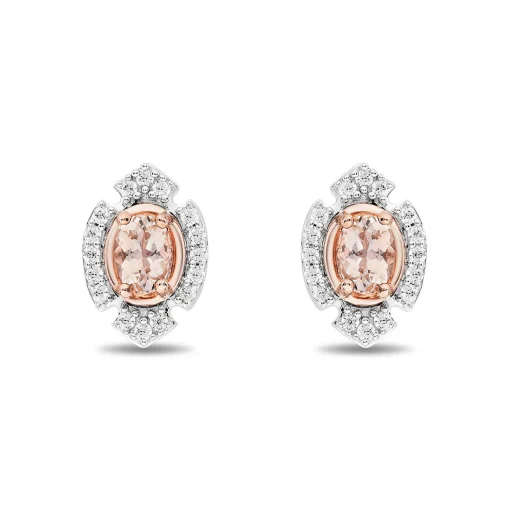 Morganite & Diamond Aurora Earring In Sterling Silver And 10K Rose Gold (1/10 Ct. Tw.)