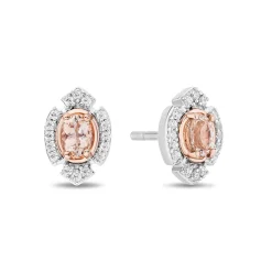Morganite & Diamond Aurora Earring In Sterling Silver And 10K Rose Gold (1/10 Ct. Tw.)