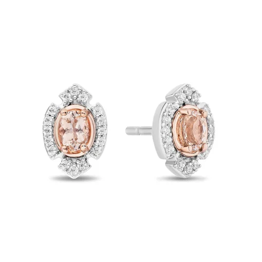 Morganite & Diamond Aurora Earring In Sterling Silver And 10K Rose Gold (1/10 Ct. Tw.)