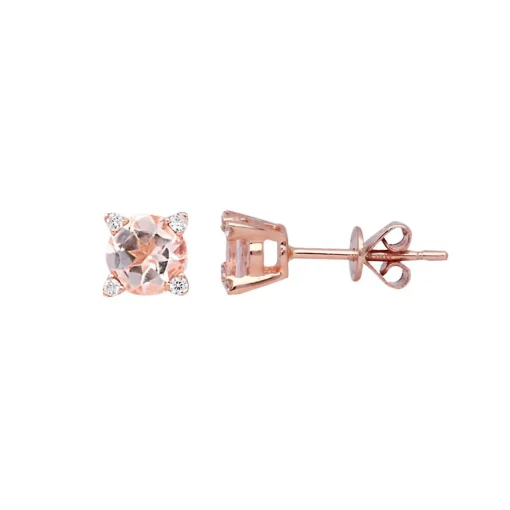 Morganite & Diamond Earrings In 10K Rose Gold