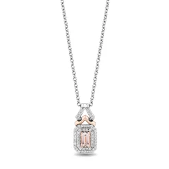 Morganite And Diamond Aurora Pendant In Sterling Silver And 10K Rose Gold (1/6 Ct. Tw.)