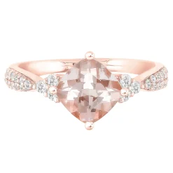 Morganite And Diamond Ring In 10K Rose Gold (1/4 Ct. Tw.)