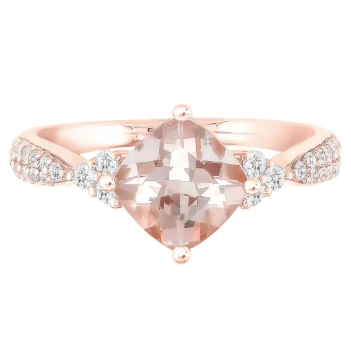 Morganite And Diamond Ring In 10K Rose Gold (1/4 Ct. Tw.)