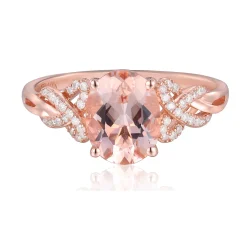 Morganite And Diamond Ring In 10K Rose Gold (1/8 Ct. Tw.)